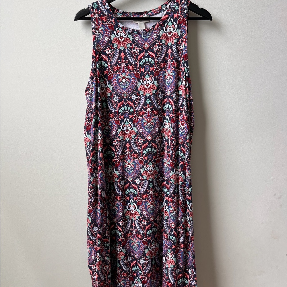 LOFT Red and Blue Paisley Maxi Dress